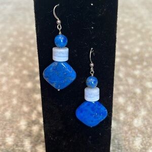 Lapis Lazuli and Banded Agate Earrings
